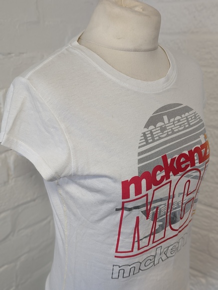 McKenzie Round Neck T Shirt - Size S - White & Pink - Cotton - P2P 17" - Picture 4 of 8